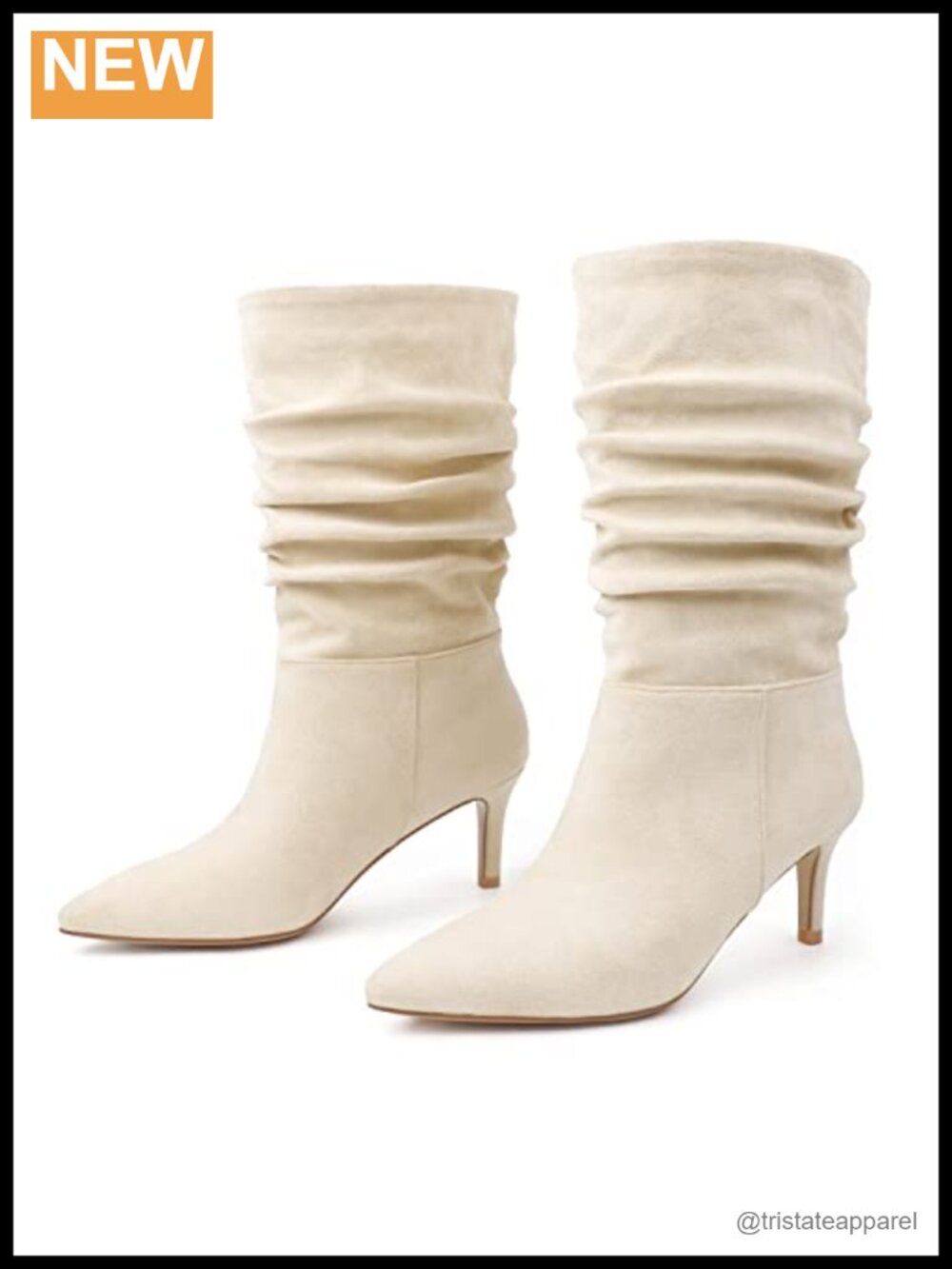 JOY IN LOVE Women's Mid-Calf Boots Faux Suede Slouchy Wrinkled Low Heel